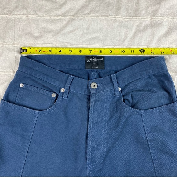 STUSSY Cropped Pants Women' Size Small 28x28 Straight Leg 100% Cotton Blue - Picture 12 of 15